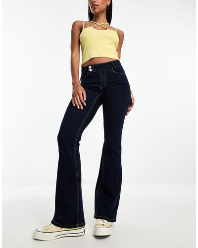 ONLY Contrast Stitch Flared Jeans - Blue