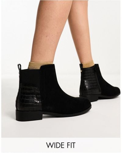 New Look Wide Fit - Platte Chelsea Boots Met Brede Pasvorm - Zwart
