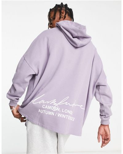 ASOS Asos Dark Future Extreme Oversized Hoodie With Front And Back Logo Prints - Purple