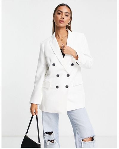 Stradivarius – oversize-blazer - Weiß