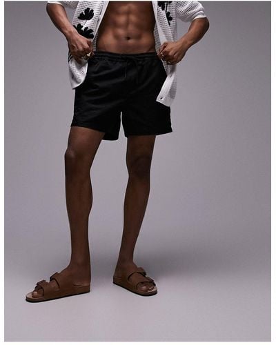 TOPMAN Mid Length Swim Shorts - Black