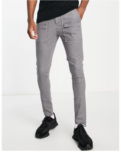 ASOS Super Skinny Pants With Front Pockets - Gray