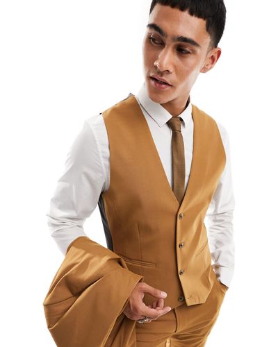 ASOS Skinny Suit Waistcoat - Brown