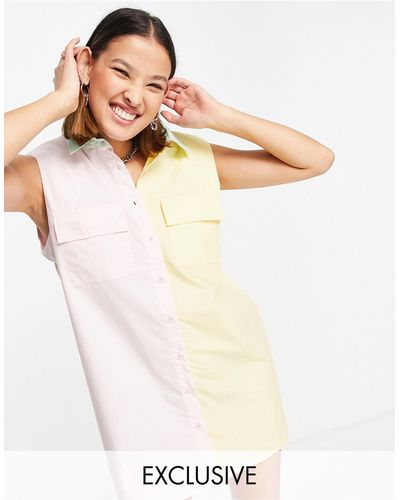 Noisy May Exclusive Padded Shoulder Shirt Dress - Multicolor