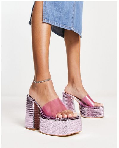 Daisy Street Tammy Girl Exclusive Platform Heeled Sandals - Blue