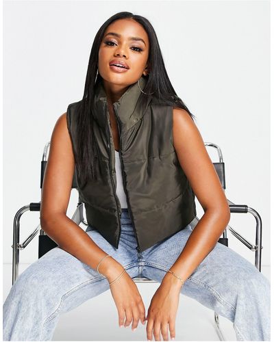 I Saw It First Puffer Cropped Vest - Green