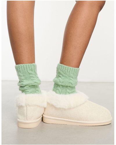 Loungeable Fluffy Mini Bootie Slippers - White