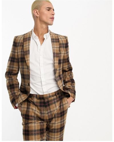 Twisted Tailor Bruin - giacca da abito a quadri heritage - Marrone