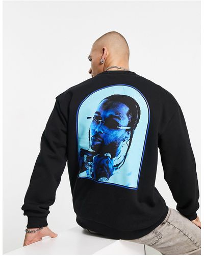 Bershka Sweatshirt Met 'new York Pop Smoke'-print - Blauw