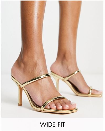 Glamorous Two Strap Mule Heeled Sandals - Pink