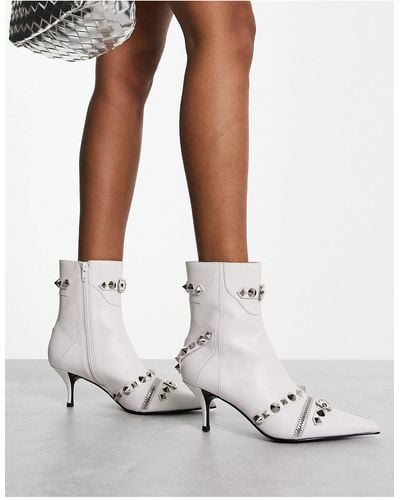 Jeffrey Campbell Alt Rock Kitten Heel Ankle Boots - White