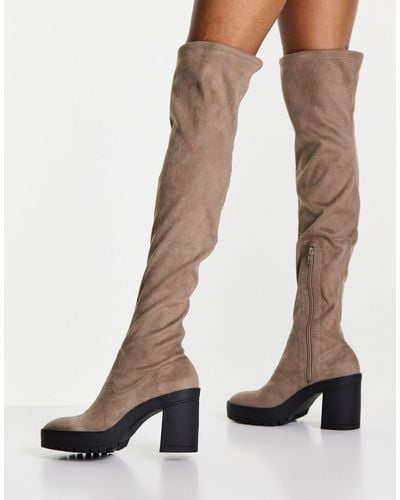 Miss Selfridge Rio Micro Knee Boots-brown