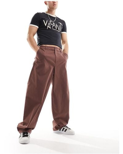 ASOS Pantalon chino large - marron - Violet