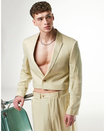 ASOS Slim Cropped Suit Jacket - Yellow