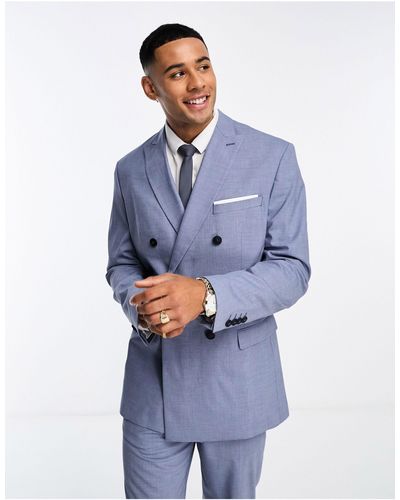 SELECTED Double Breasted Suit Jacket - Blue