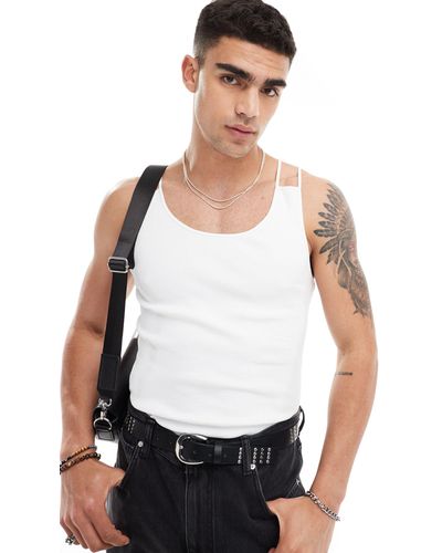 ASOS Muscle Fit Vest With Double Thin Straps - White