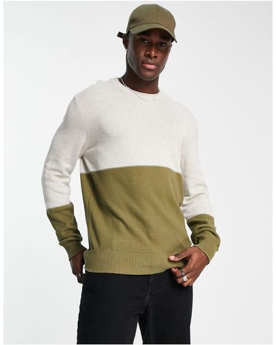 Ben Sherman Textured Panel Jumper - Natural