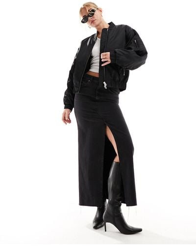 & Other Stories Zip Front Bomber Jacket With Volume Sleeves - Black