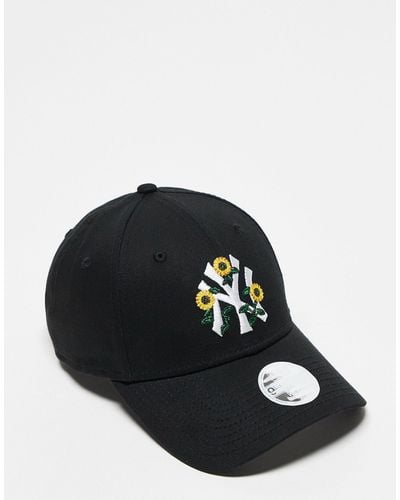 KTZ New York Yankees Floral Embroidered 9forty Cap - Black