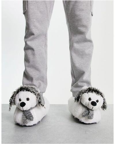 Loungeable Christmas Polar Bear Slippers - Grey