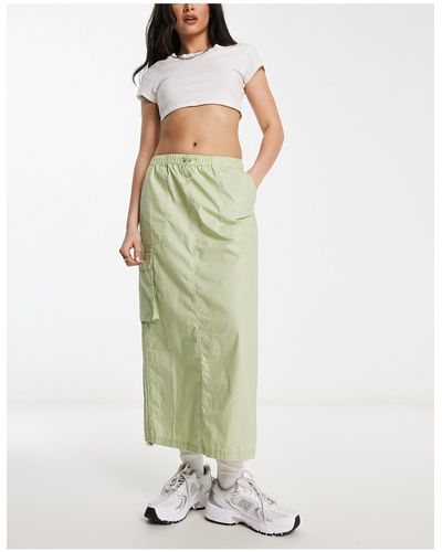 ASOS Side Ruched Cargo Maxi Skirt - Green