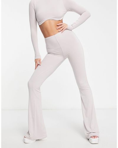 Naked Wardrobe Pantaloni a fondo ampio color pietra - Bianco