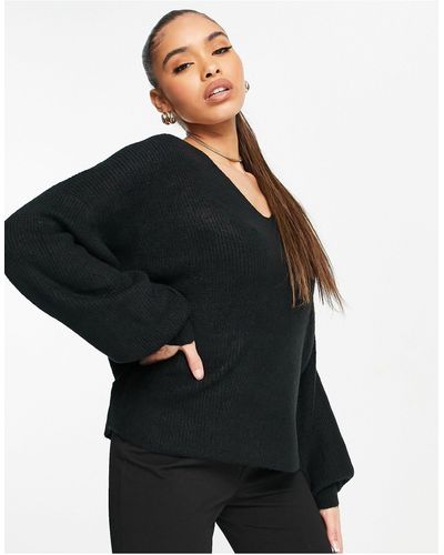 Threadbare Fluffy Knit Sweater - Black