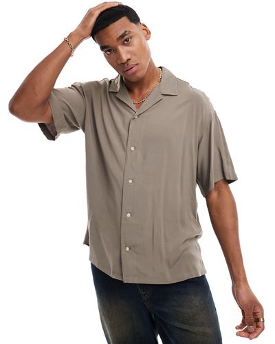ADPT Oversized Revere Collar Shirt - Grey