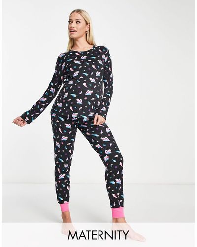 Chelsea Peers – umstandsmode – pyjama mit langärmligem oberteil und hose mit bündchen - Weiß