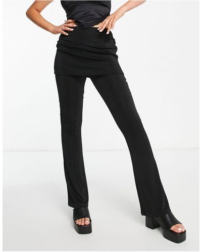 Reclaimed (vintage) Inspired Slinky Skirt Over Flare Pants - Black