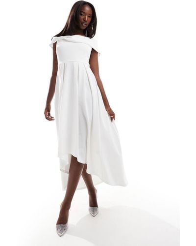 True Violet Bardot Midaxi Prom Dress - White