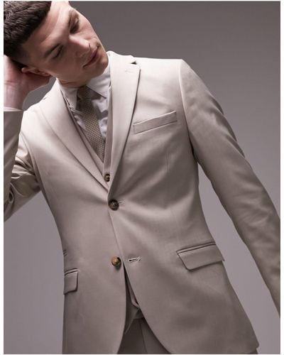 TOPMAN Super Skinny Herringbone Texture Suit Jacket - Brown