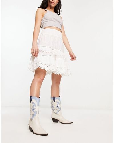 Reclaimed (vintage) Prairie Mini Skirt - White