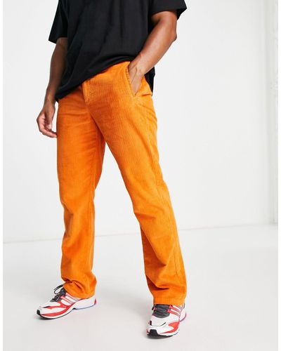 TOPMAN Loose Cord Trousers - Orange