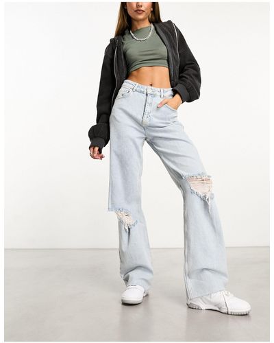 In The Style Exclusive Distressed Wide Leg Jeans - White
