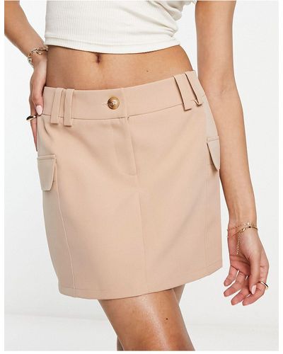 Miss Selfridge Mid Rise Cargo Pocket Micro Mini Skirt - Natural