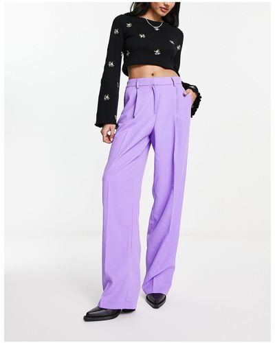 Pieces Pleat Tailored Trousers Co-ord - Purple