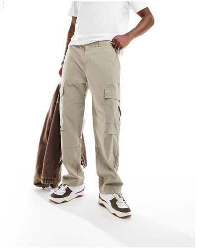 Bershka Pantalon cargo en tissu ripstop - sable - Neutre