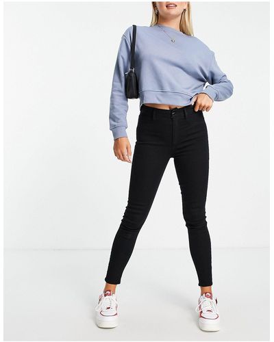 Pull&Bear Ultra Skinny Basic Jeans Met Hoge Taille - Zwart