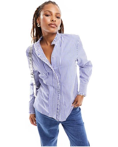 Mango Camicia accollata a righe - Blu