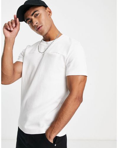 Jack & Jones Premium - T-shirt Met Streep Met Uitgesneden Zakje - Wit