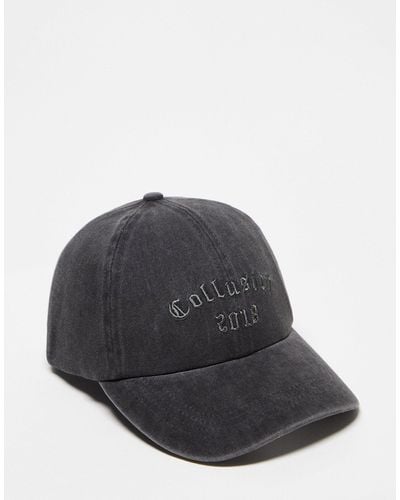 Collusion Unisex - cappellino slavato con logo stile college tono su tono - Nero