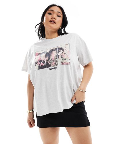 ASOS Asos design curve - t-shirt classique avec imprimé spice girls sous licence - gris chiné - Blanc