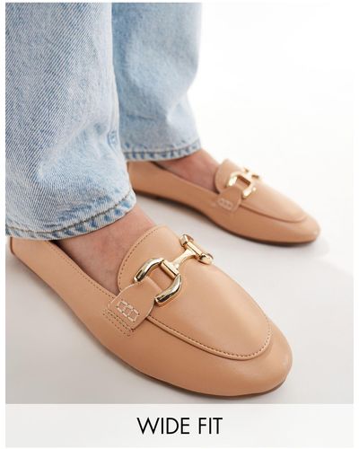 London Rebel Snaffle Trim Pointed Flat Shoes - Natural