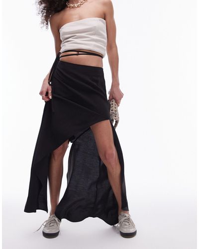 TOPSHOP Hanky Hem Asymmetric Skirt - Black