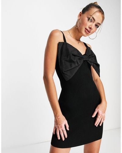 Miss Selfridge Bow Knit Mini Dress - Black