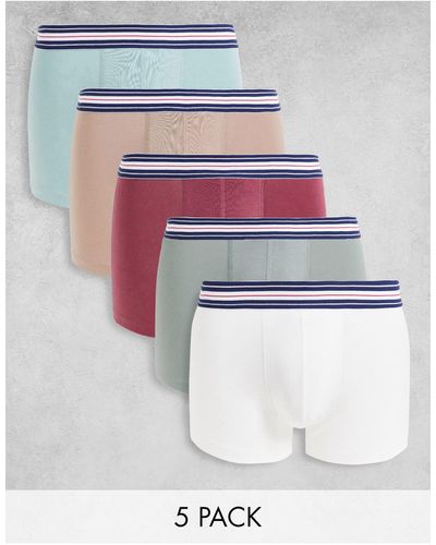 ASOS 5 Pack Trunks With Contrast Waistbands - Multicolor