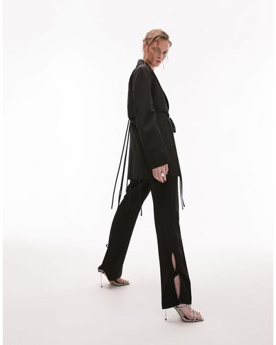 TOPSHOP Cut-out Flare Pants With Ties - Black