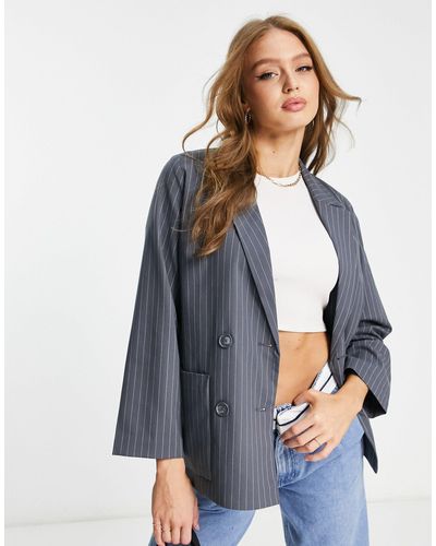 Monki Co-ord Double Breasted Blazer - Blue