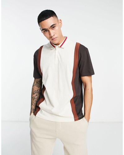 ASOS Polo décontracté color block avec col rétro - bordeaux - Neutre